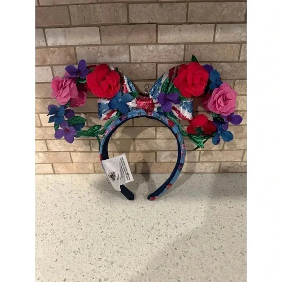 Disney Floral Crown Queen of the Kingdom UK England Minnie Ears Headband dt - Picture 2 of 2